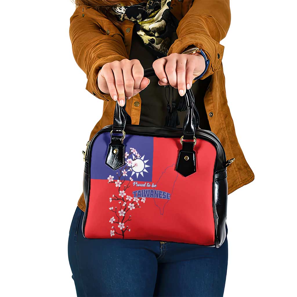 Personalized Proud To Be Taiwanese Shoulder Handbag Flag Map Plum Blossom