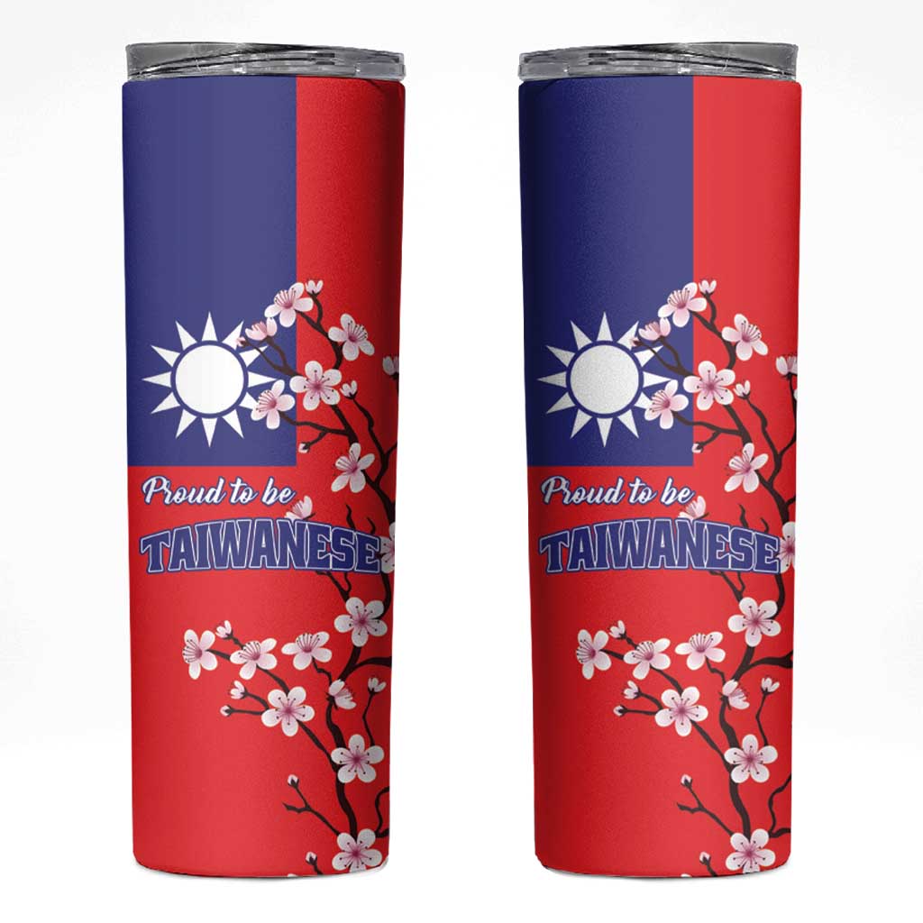 Proud To Be Taiwanese Skinny Tumbler Flag Map Plum Blossom