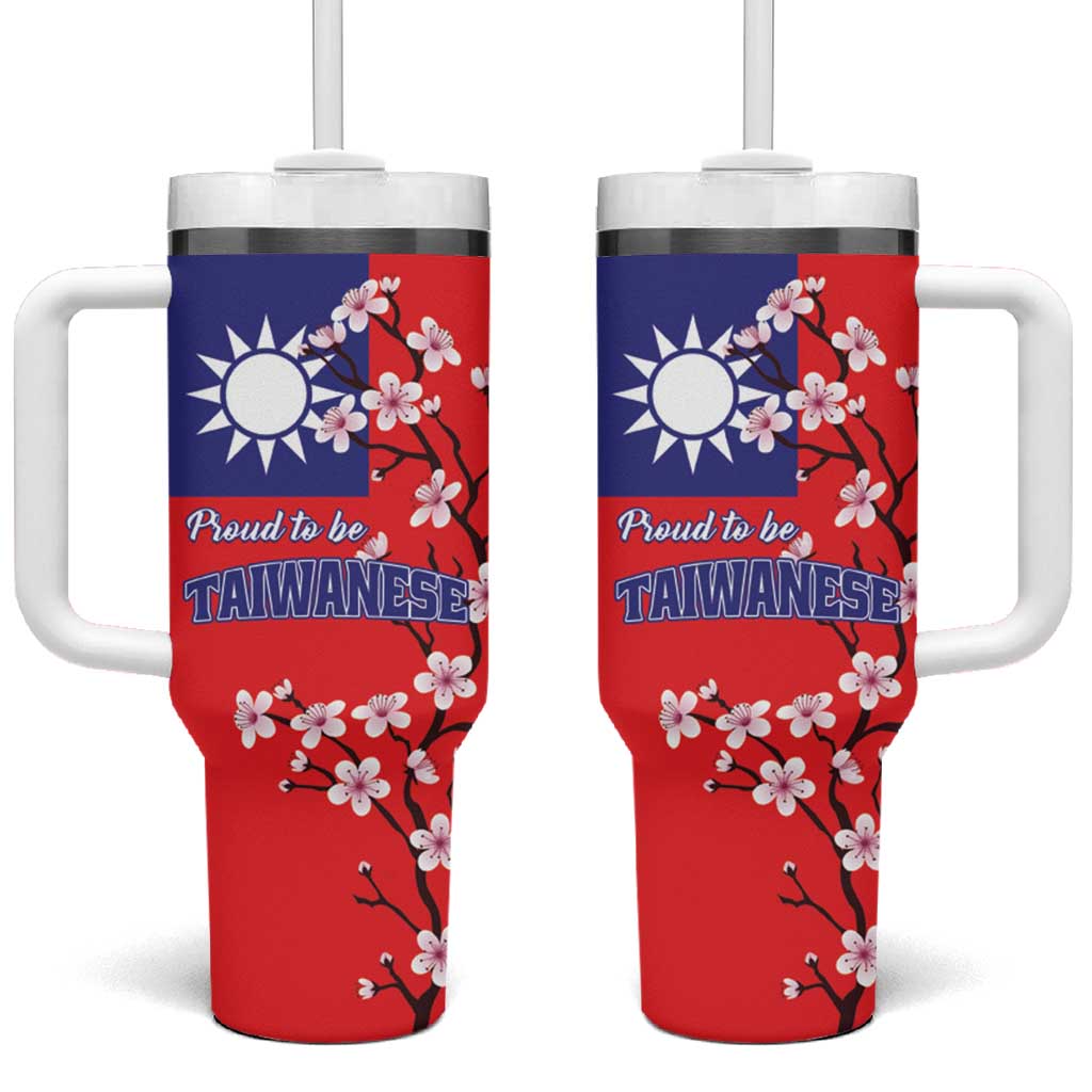 Proud To Be Taiwanese Tumbler With Handle Flag Map Plum Blossom