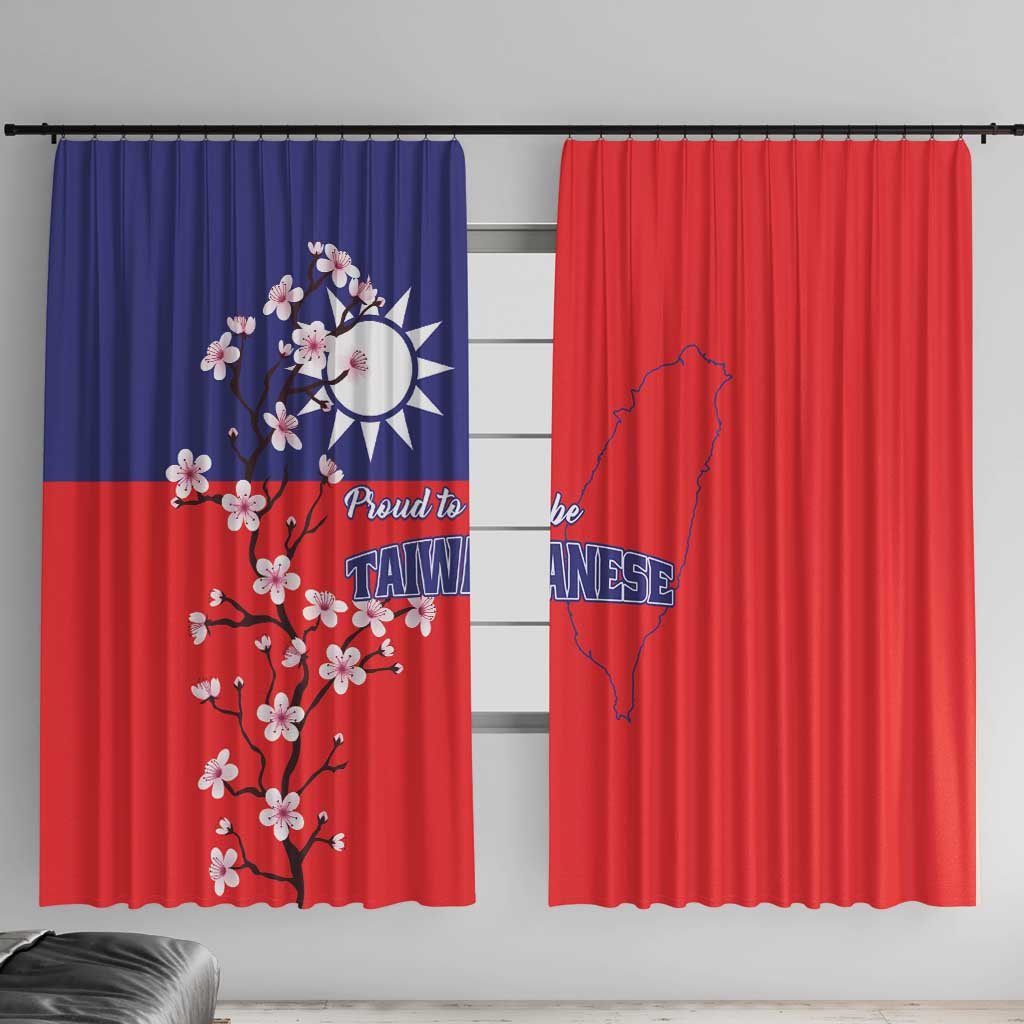 Personalized Proud To Be Taiwanese Window Curtain Flag Map Plum Blossom - Wonder Print Shop