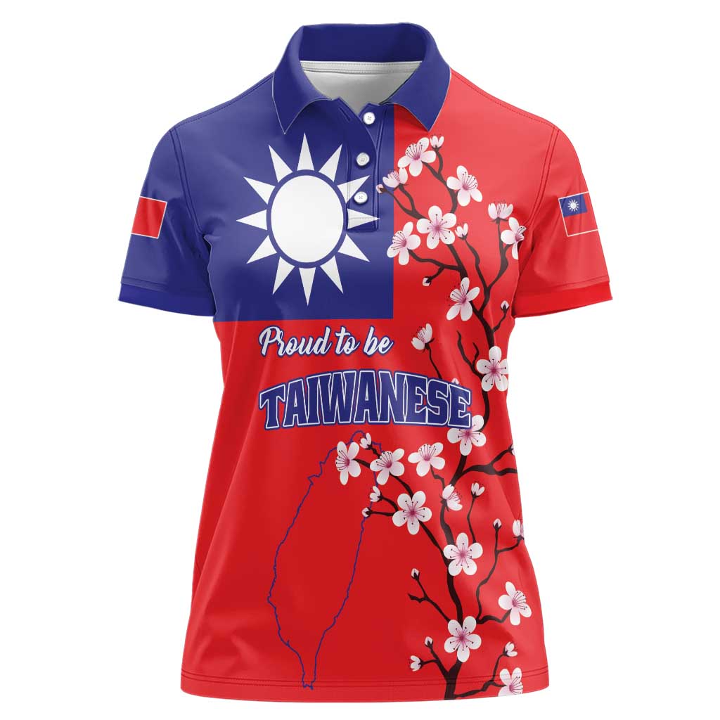 Personalized Proud To Be Taiwanese Women Polo Shirt Flag Map Plum Blossom - Wonder Print Shop