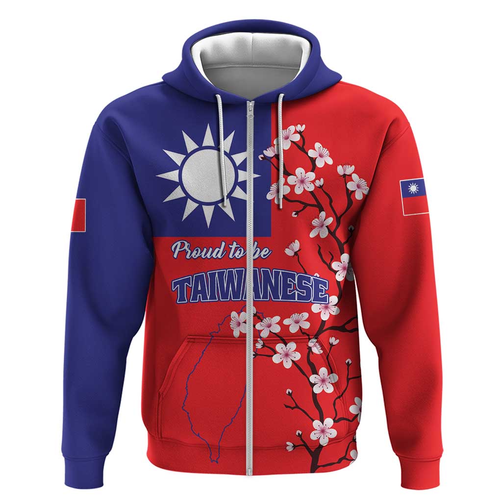 Personalized Proud To Be Taiwanese Zip Hoodie Flag Map Plum Blossom - Wonder Print Shop