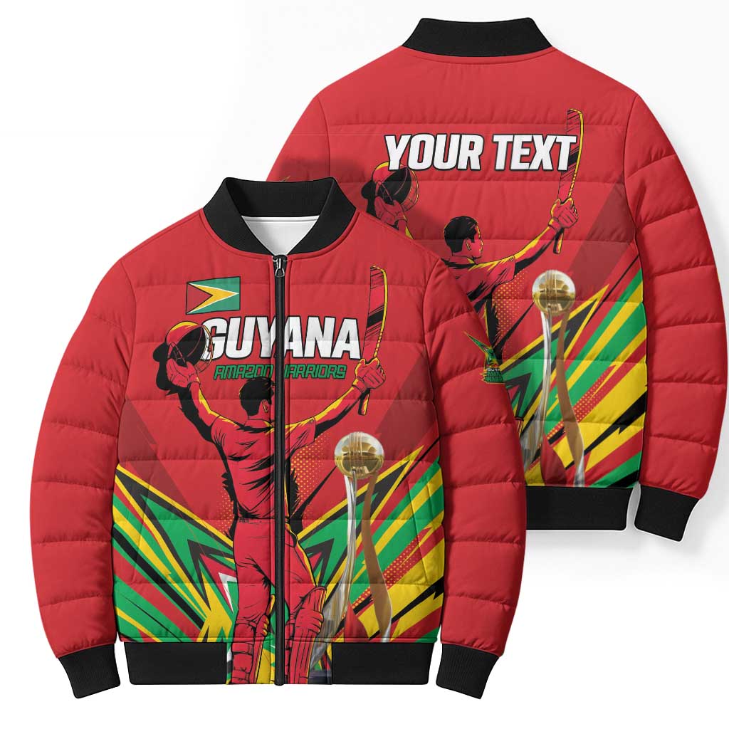 Personalized Amazon Warriors Champion Guyana Cricket Bomber Puffer Jacket - Wonder Print Shop