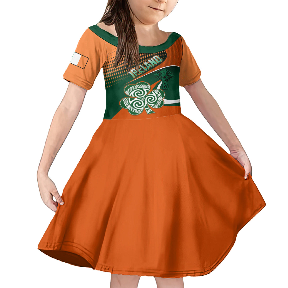 Ireland Rugby Kid Short Sleeve Dress Irish Shamrock Go 2023 World Cup - Wonder Print Shop