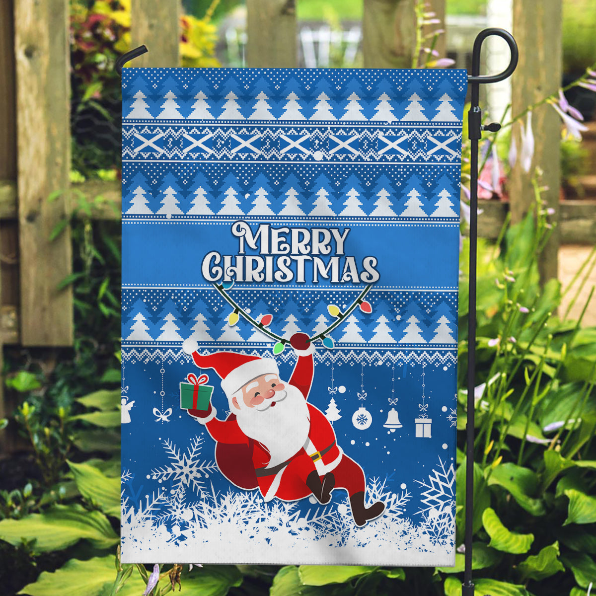 Custom Scotland Christmas Garden Flag Merry Christmas Santa Claus Gift - Wonder Print Shop