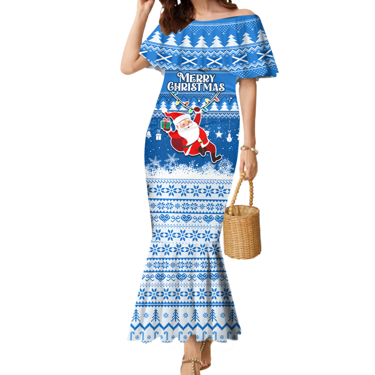 Custom Scotland Christmas Mermaid Dress Merry Christmas Santa Claus Gift - Wonder Print Shop