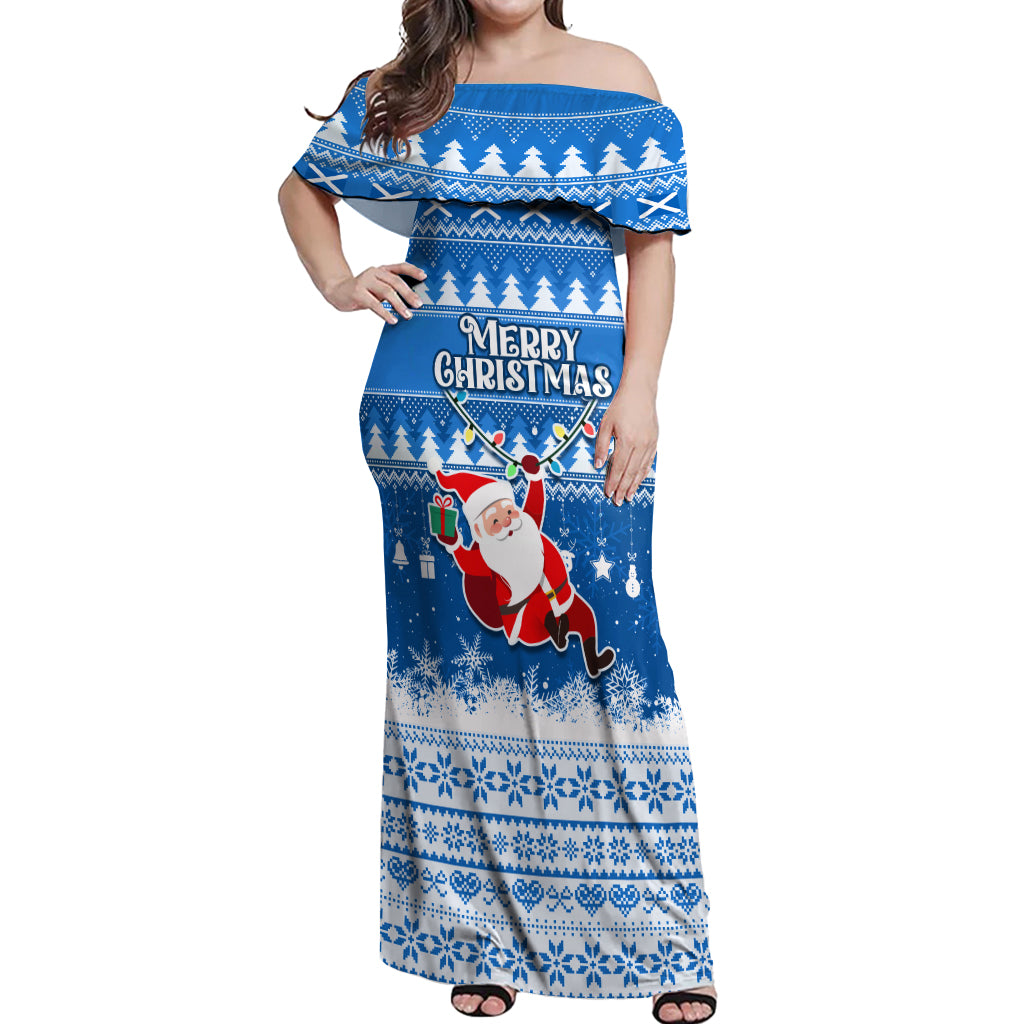 Custom Scotland Christmas Off Shoulder Maxi Dress Merry Christmas Santa Claus Gift - Wonder Print Shop