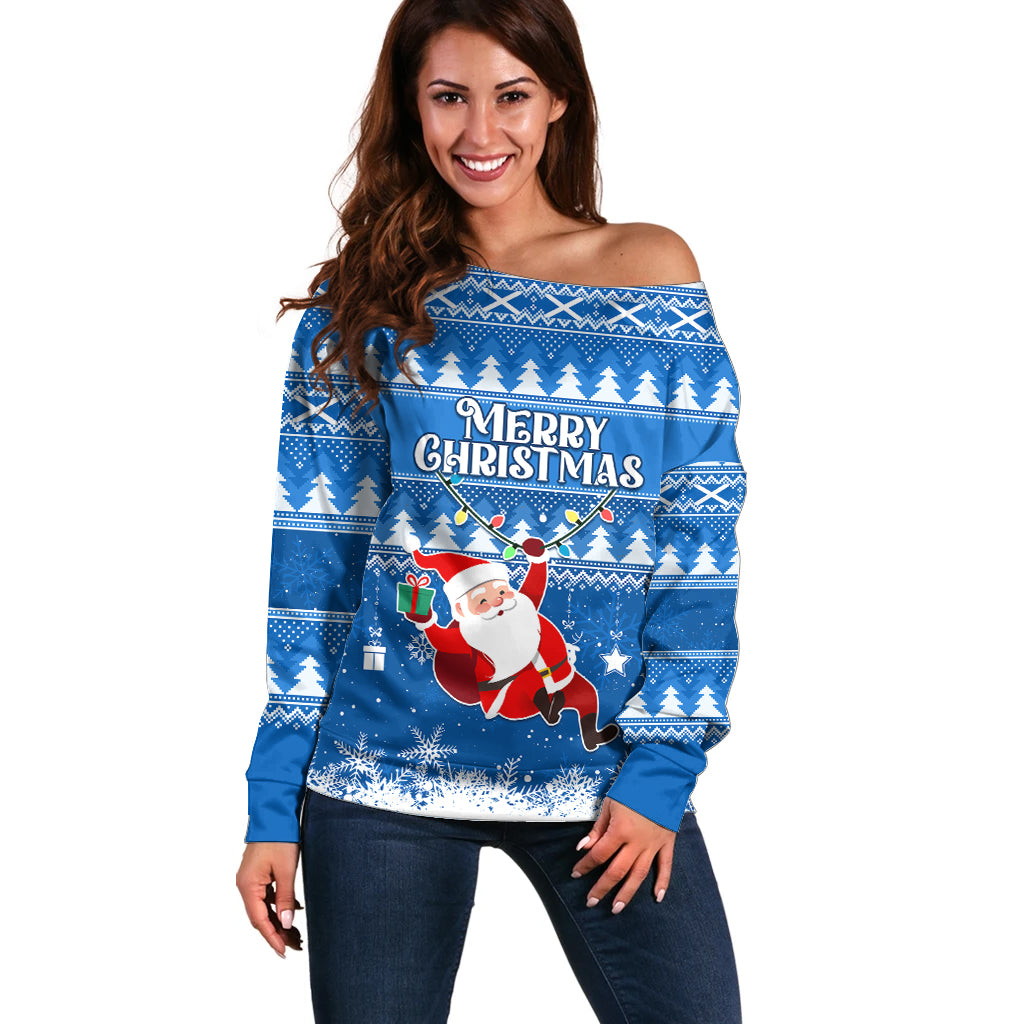 Custom Scotland Christmas Off Shoulder Sweater Merry Christmas Santa Claus Gift - Wonder Print Shop