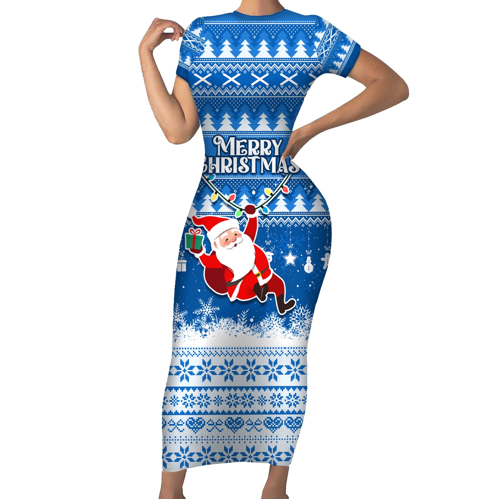 custom-scotland-christmas-short-sleeve-bodycon-dress-merry-christmas-santa-claus-gift