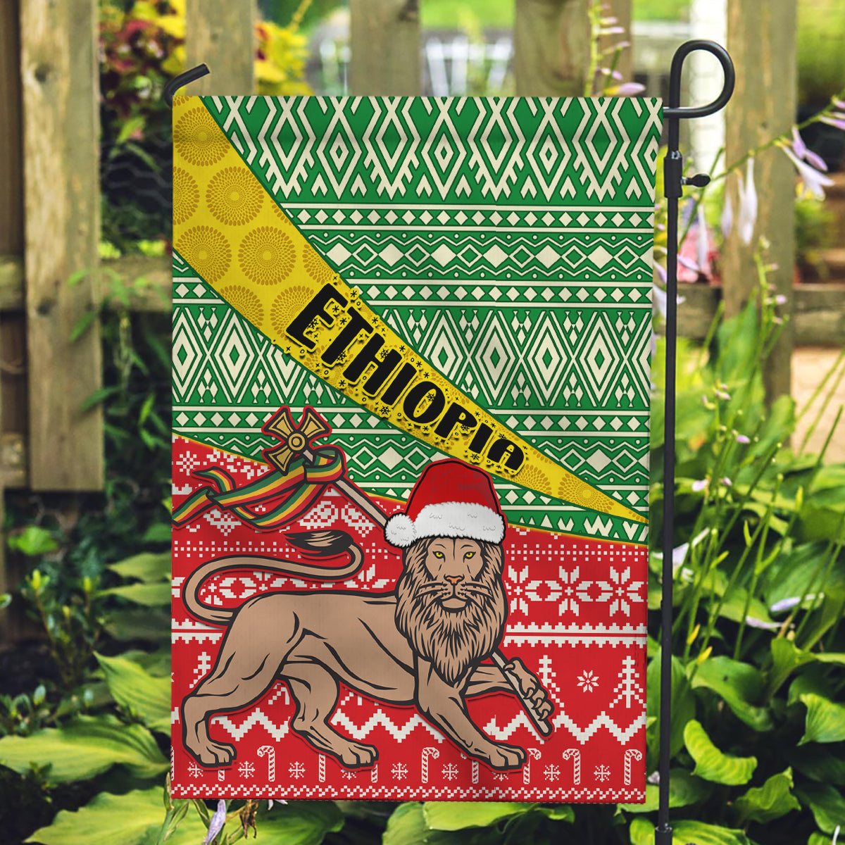 Ethiopia Christmas Garden Flag Melkam Gena African Pattern - Wonder Print Shop