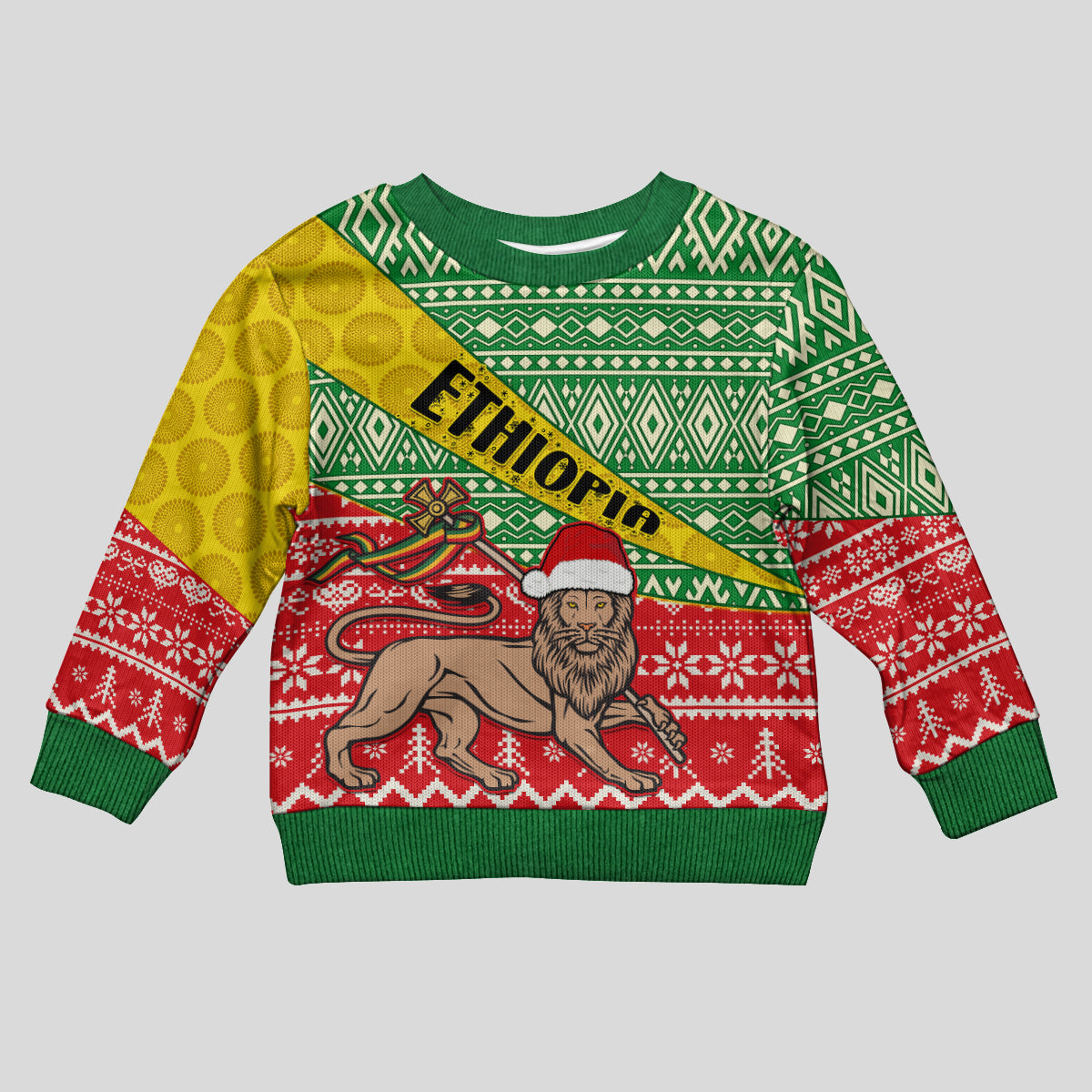 Ethiopia Christmas Kid Ugly Christmas Sweater Melkam Gena African Pattern - Wonder Print Shop