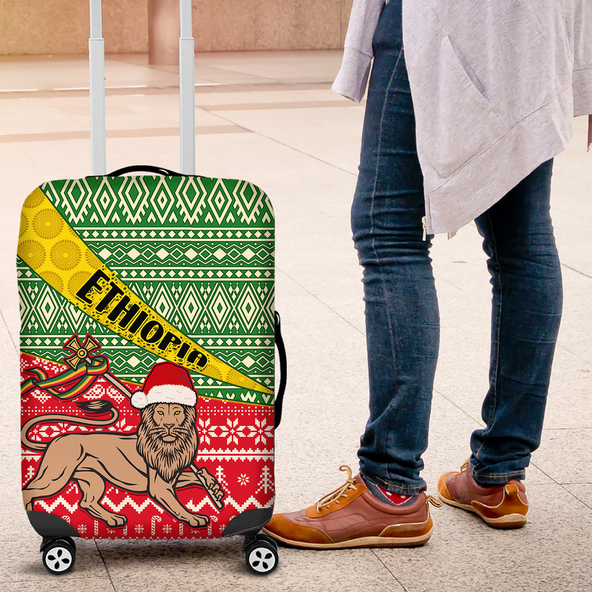 Ethiopia Christmas Luggage Cover Melkam Gena African Pattern - Wonder Print Shop