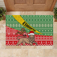 Rubber doormat with green diamond pattern, red snowflake strip, bearded man and ETHIOPIA banner