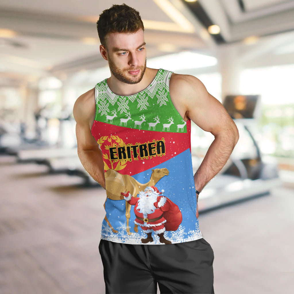 Custom Eritrea Christmas Men Tank Top Santa Claus With Dromedary Camel - Wonder Print Shop