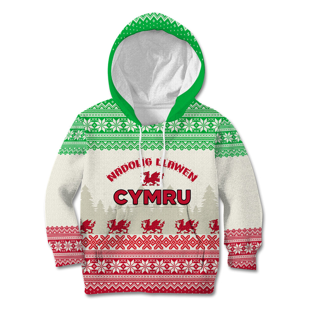 Custom Wales Christmas Kid Hoodie Nadolig Llawen Welsh Dragon - Wonder Print Shop