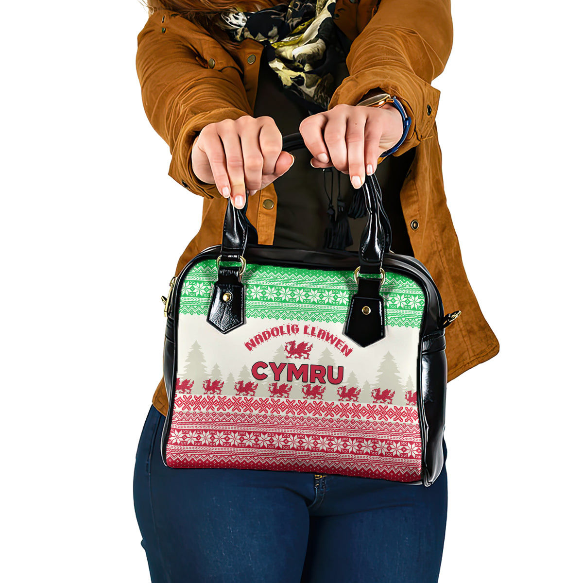 custom-wales-christmas-shoulder-handbag-nadolig-llawen-welsh-dragon