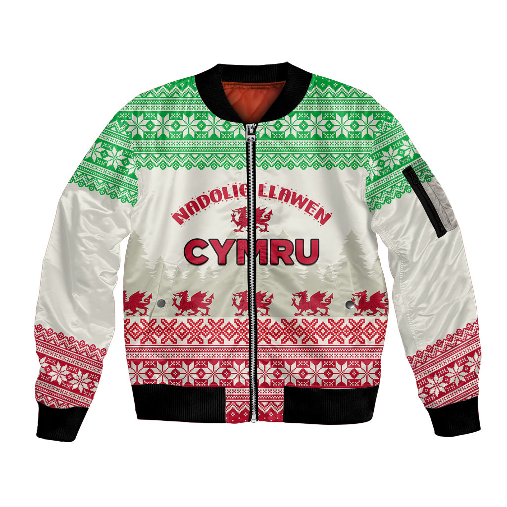 custom-wales-christmas-sleeve-zip-bomber-jacket-nadolig-llawen-welsh-dragon