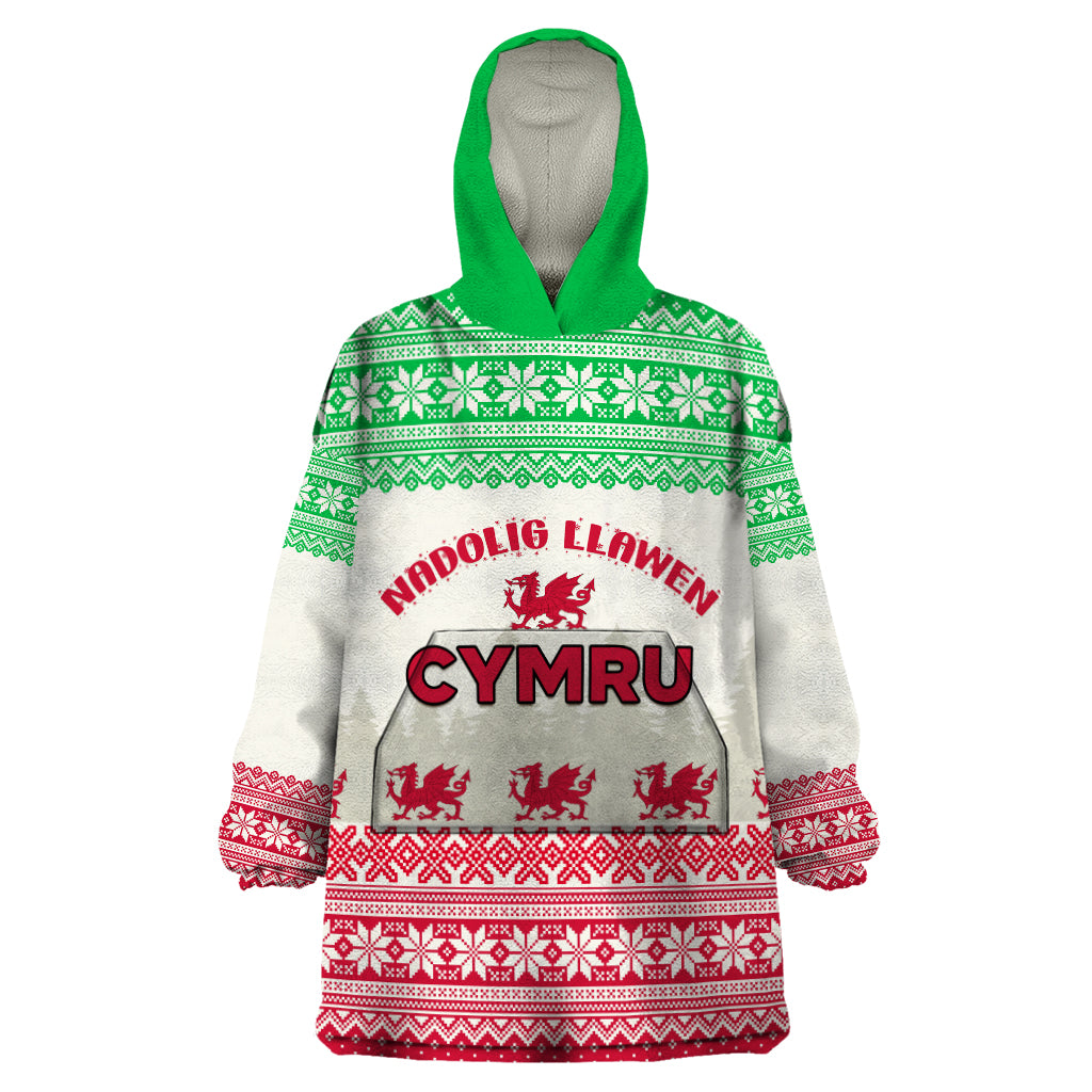 custom-wales-christmas-wearable-blanket-hoodie-nadolig-llawen-welsh-dragon