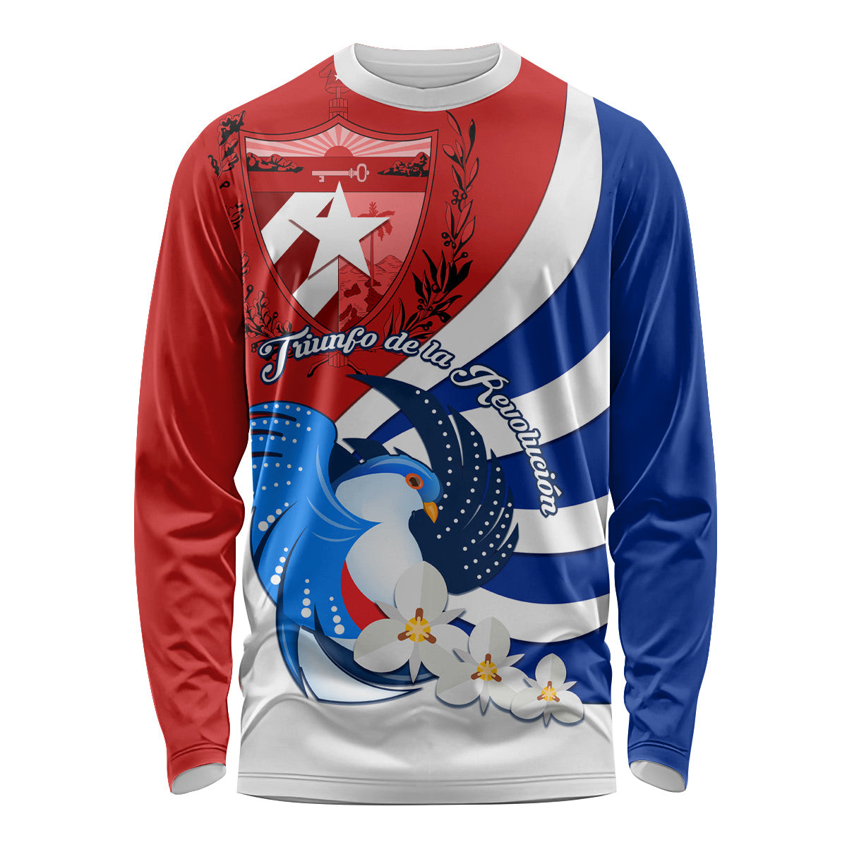 Cuba Liberation Day Long Sleeve Shirt Patria o Muerte Venceremos Tocororo With White Mariposa - Wonder Print Shop