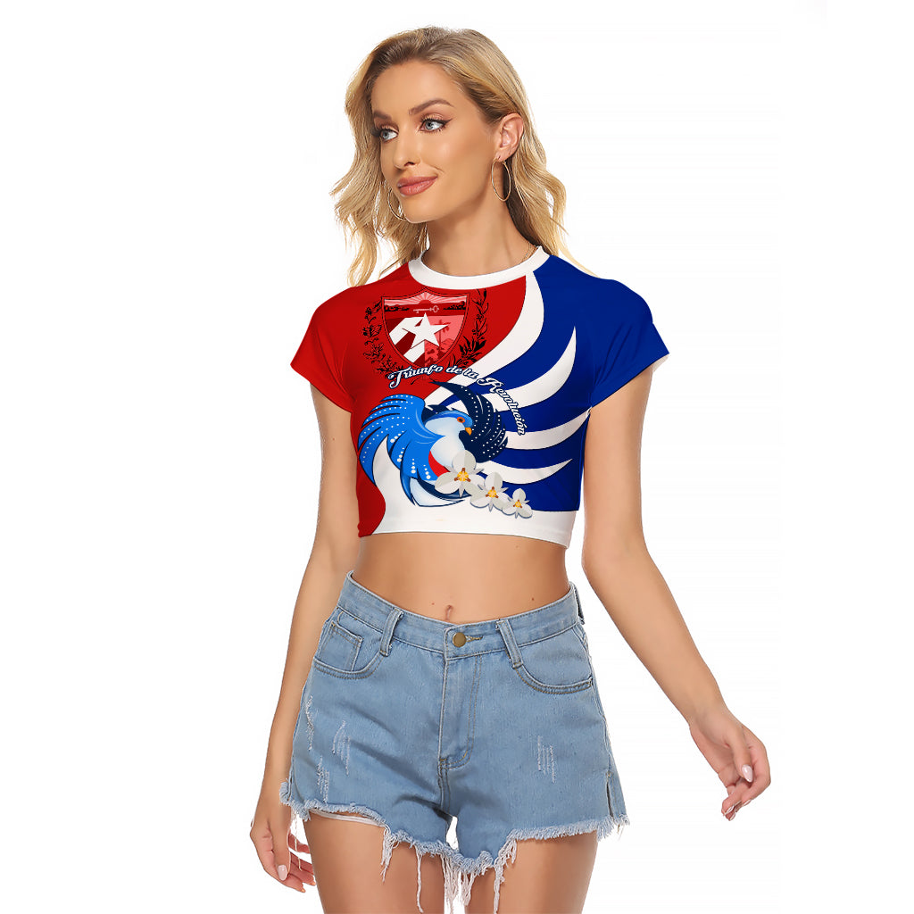 Cuba Liberation Day Raglan Cropped T Shirt Patria o Muerte Venceremos Tocororo With White Mariposa - Wonder Print Shop