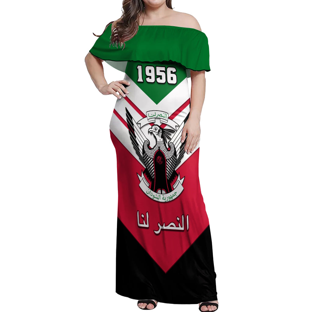 Sudan Independence Day Off Shoulder Maxi Dress Sudanese Secretary Bird - Wonder Print Shop