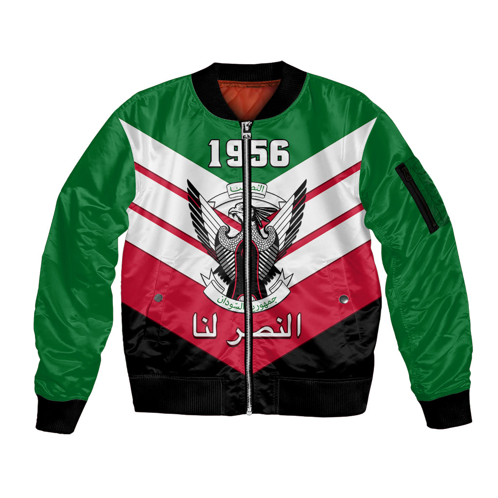 Sudan Independence Day Sleeve Zip Bomber Jacket Sudanese Secretary Bird - Wonder Print Shop