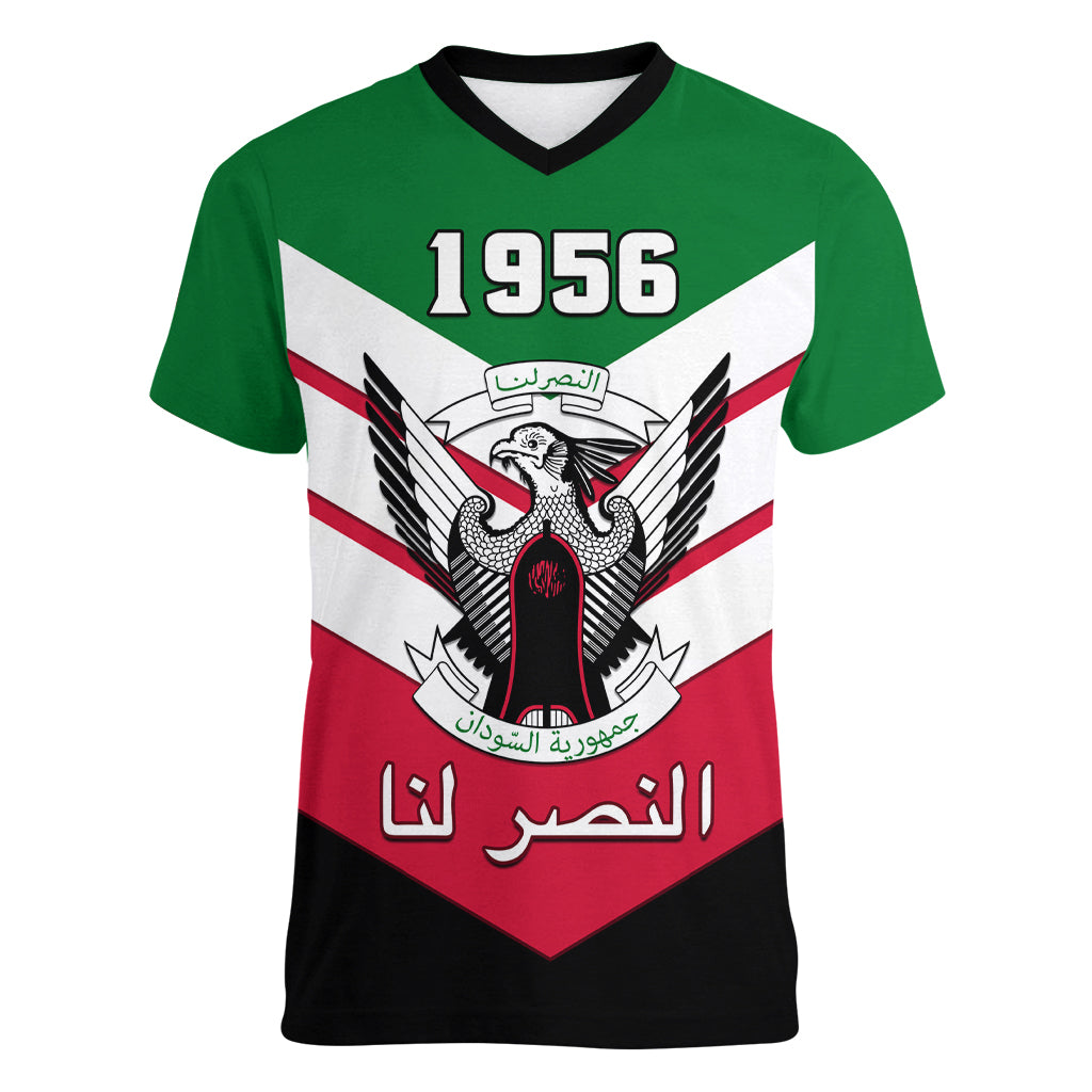 Sudan Independence Day Women V Neck T Shirt Sudanese Secretary Bird - Wonder Print Shop