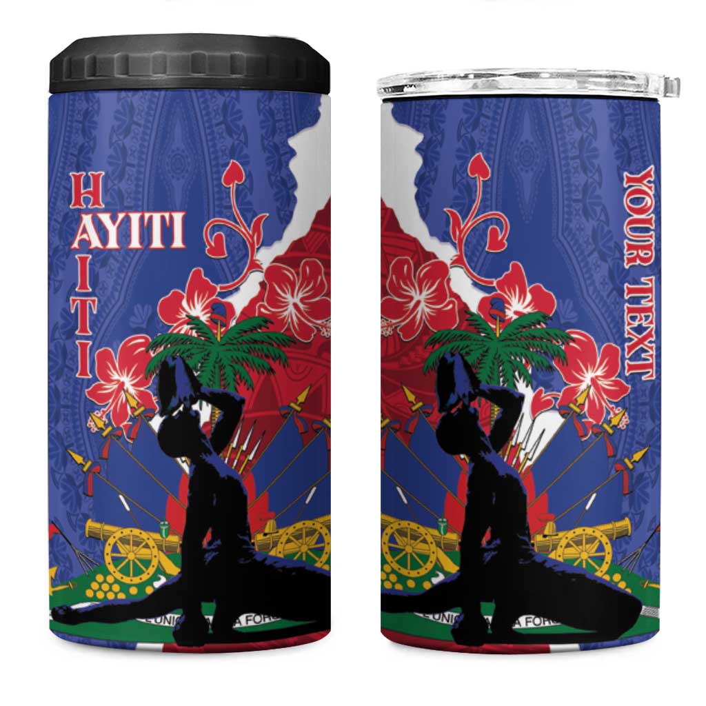 Personalised Haiti Le Marron Inconnu 4 in 1 Can Cooler Tumbler Dashiki Mix Polynesian Pattern - Wonder Print Shop