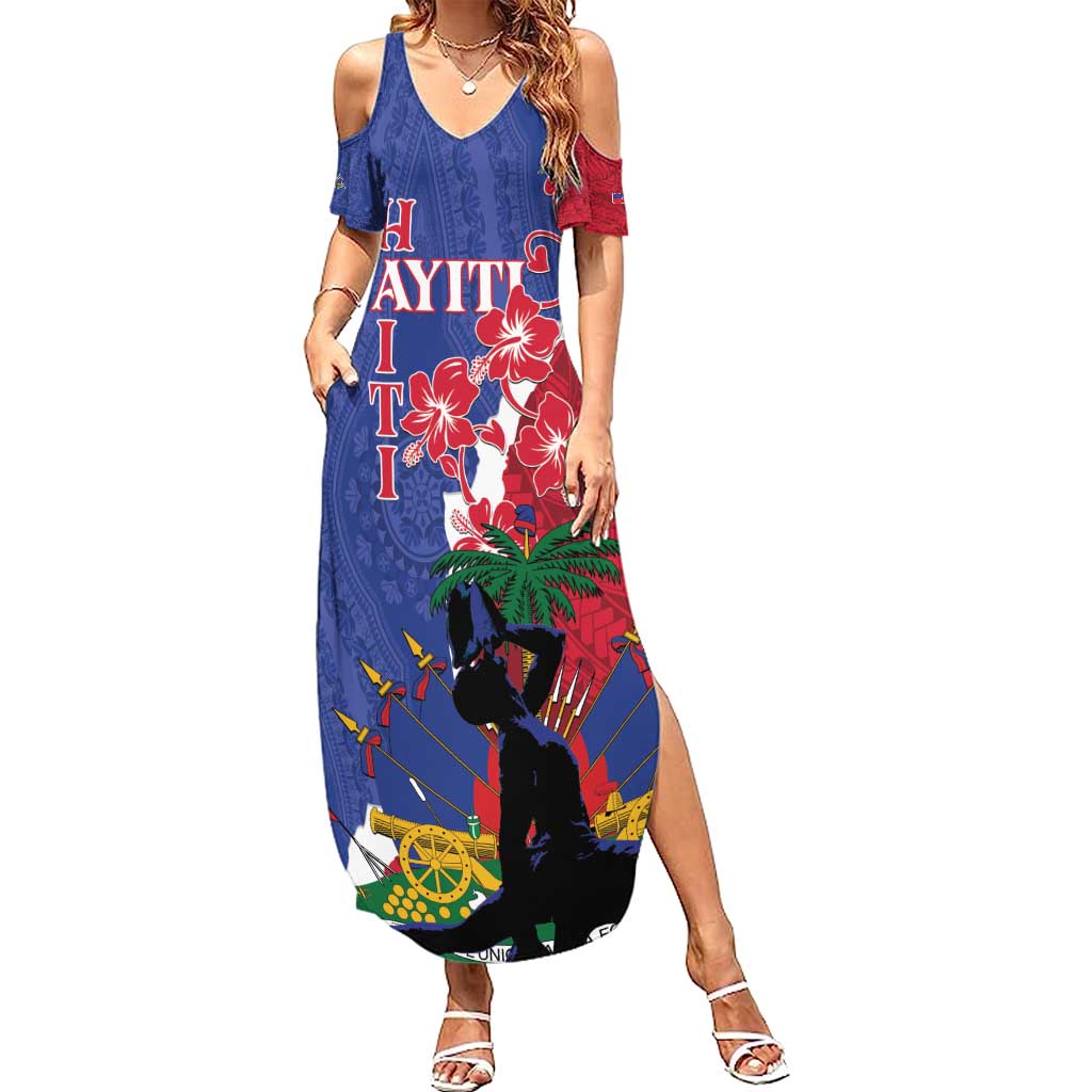 Personalised Haiti Le Marron Inconnu Summer Maxi Dress Dashiki Mix Polynesian Pattern - Wonder Print Shop