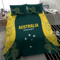Australia cricket bedding set comforter in dark green with yellow side panels, AUSTRALIA CRICKET.