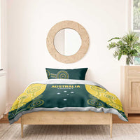 Australia cricket bedding set with dark green cover, yellow band, and AUSTRALIA CRICKET lettering.