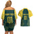 Custom Australia Cricket Couples Matching Off Shoulder Short Dress and Hawaiian Shirt Aussies Champions - Wonder Print Shop