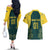 Custom Australia Cricket Couples Matching Off The Shoulder Long Sleeve Dress and Hawaiian Shirt Aussies Champions - Wonder Print Shop