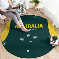 Green circular cricket carpet showing AUSTRALIA CRICKET lettering and white star icons