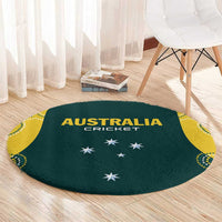 Green round cricket carpet with AUSTRALIA CRICKET text, white stars, and yellow side arcs