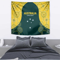 Australia cricket wall tapestry in green and gold with dotted circular pattern border