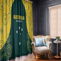 Australia cricket window curtain panel, green with yellow circle pattern and white star motifs