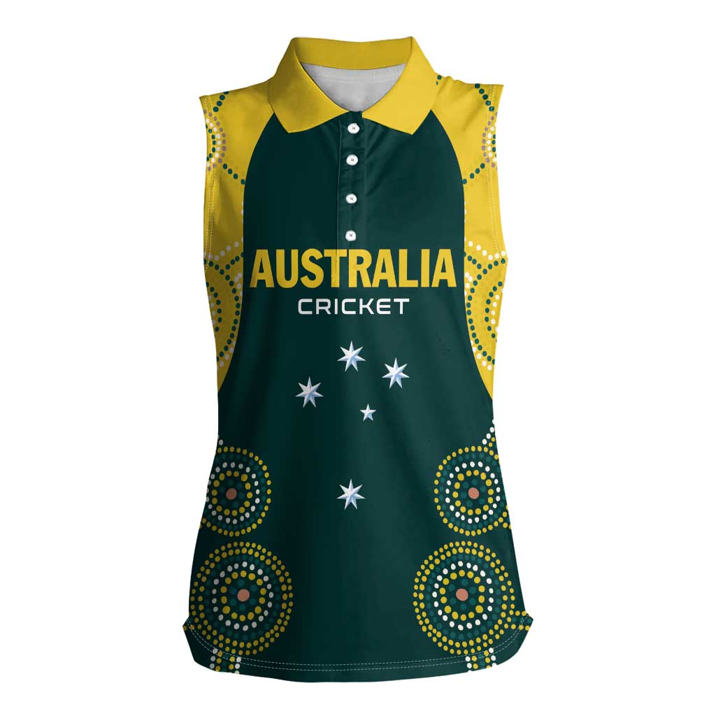 Custom Australia Cricket Women Sleeveless Polo Shirt Aussies Champions