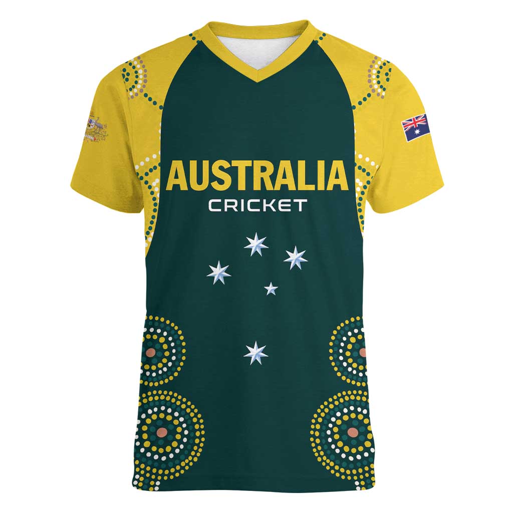 Custom Australia Cricket Women V-Neck T-Shirt Aussies Champions