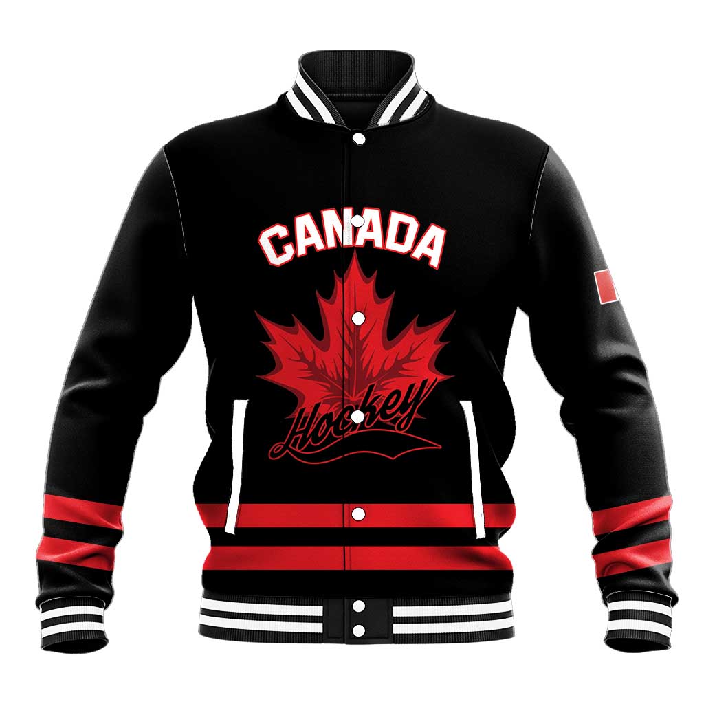 Custom Canada 2026 Hockey Baseball Jacket Team Maple Leaf Black Version - Wonder Print Shop