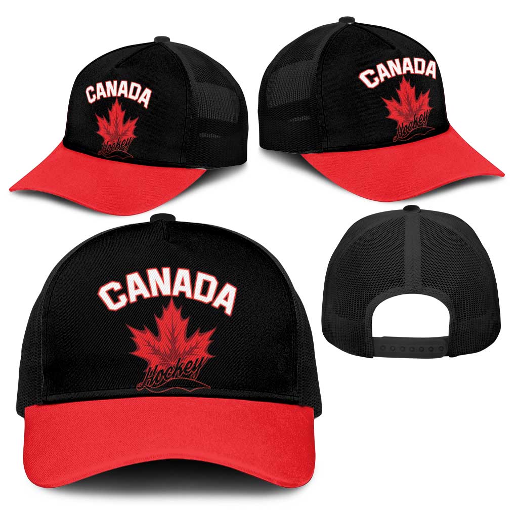 Canada 2026 Hockey Baseball Net Cap Team Maple Leaf Black Version - Wonder Print Shop