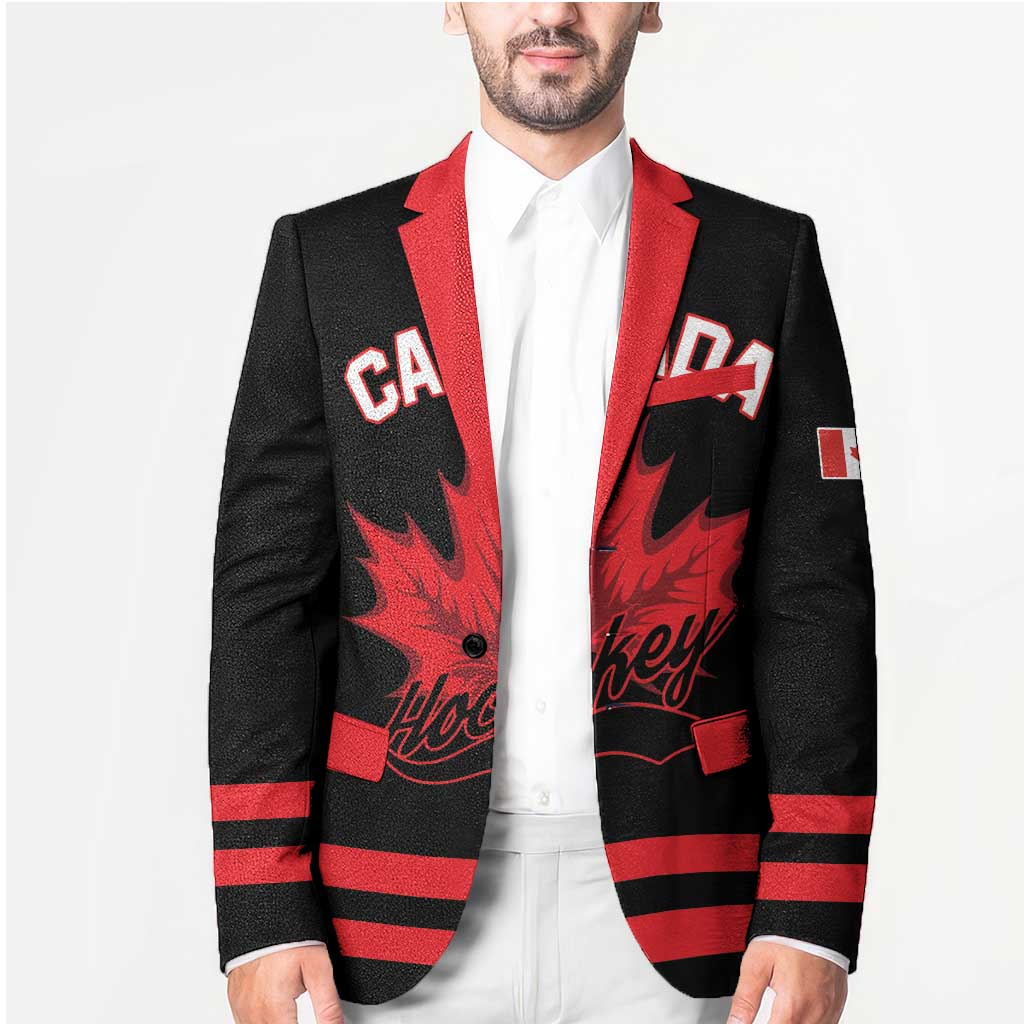Custom Canada 2026 Hockey Blazer Team Maple Leaf Black Version - Wonder Print Shop
