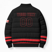 Custom Canada 2026 Hockey Bomber Puffer Jacket Team Maple Leaf Black Version - Wonder Print Shop