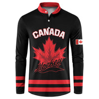 Custom Canada 2026 Hockey Button Sweatshirt Team Maple Leaf Black Version - Wonder Print Shop