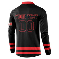 Custom Canada 2026 Hockey Button Sweatshirt Team Maple Leaf Black Version - Wonder Print Shop
