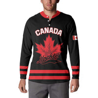 Custom Canada 2026 Hockey Button Sweatshirt Team Maple Leaf Black Version - Wonder Print Shop