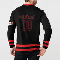Custom Canada 2026 Hockey Button Sweatshirt Team Maple Leaf Black Version - Wonder Print Shop