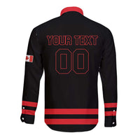 Custom Canada 2026 Hockey Long Sleeve Button Shirt Team Maple Leaf Black Version - Wonder Print Shop