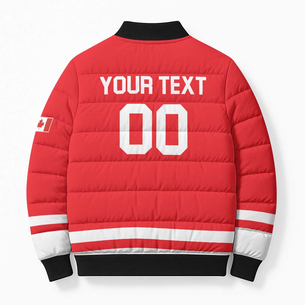 Custom Canada 2026 Hockey Bomber Puffer Jacket Team Maple Leaf Red Version - Wonder Print Shop