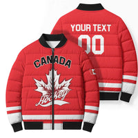Custom Canada 2026 Hockey Bomber Puffer Jacket Team Maple Leaf Red Version - Wonder Print Shop